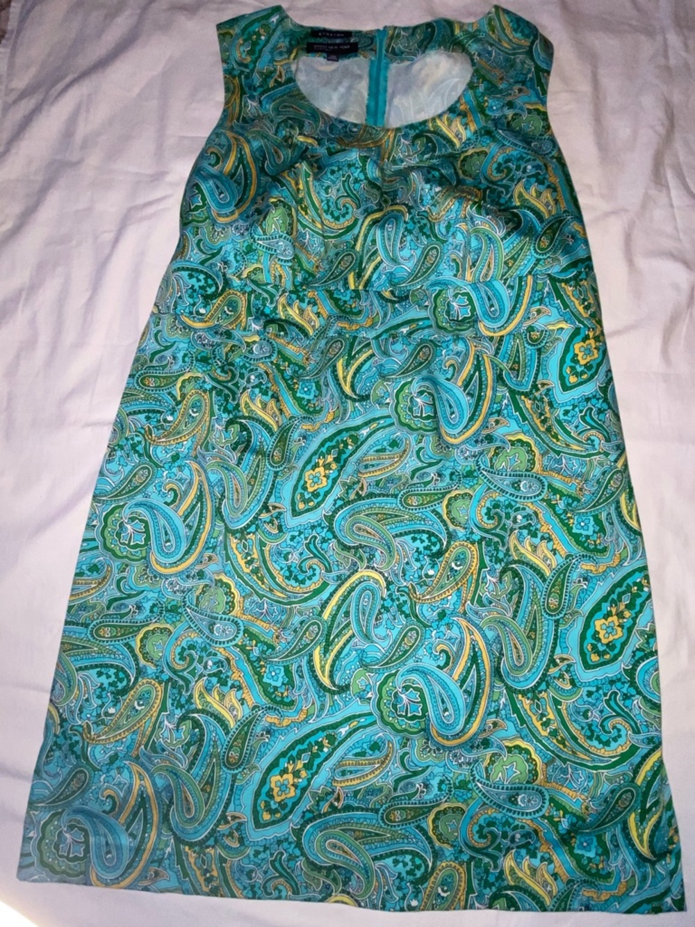 Jones New York Turquoise, Green & Yellow Paisley Midi Dress